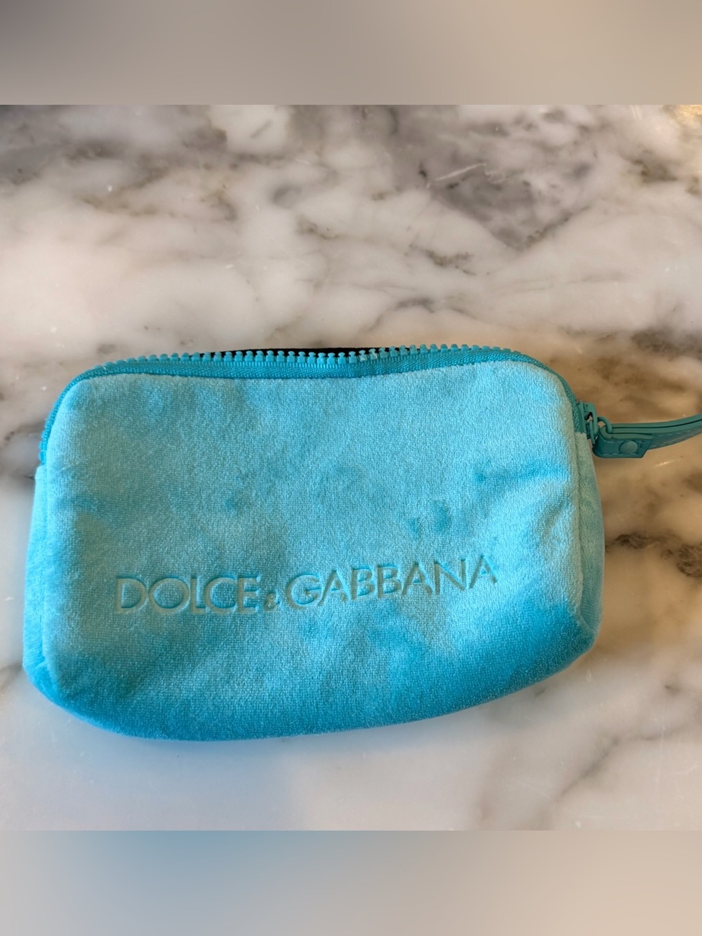 Dolce & Gabbana Turquoise Velvet Cosmetic Pouch